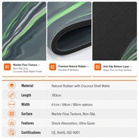 Matras Yoga Karet Alam Anti Selip Berlapis Kelapa Profesional untuk Fitness, Olahraga, Pilates, Peredam Guncangan, Senyap, Ramah Lingkungan