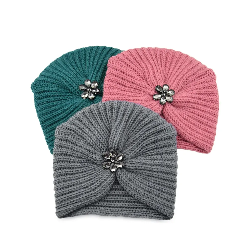قبعة صغيرة بنمط بوهيمي للخريف والشتاء قبعة زهور من حجر الراين للنساء