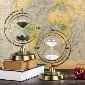 Decorative Metal Sand Timer 30 Min Hourglass 60 Minutes Sand Clock Office Business Gift Souvenir Golden Rotating Hour Glass