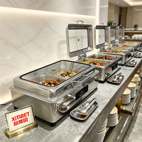 Matériel de restauration hôtelière : Ensemble de réchauds de buffet électriques de luxe moderne en acier inoxydable, capacité 9L