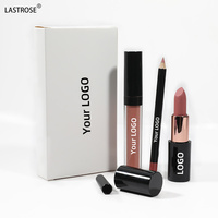 Rouge à lèvres imperméable 3 en 1 Brillant à lèvres mat à haute teneur en pigment Lip Liner Nude Vegan Liquid Lip Kit Private Label Lipgloss Makeup Set