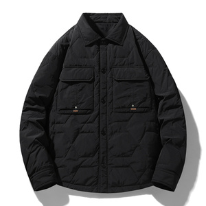 Logo brodé personnalisé <span class=keywords><strong>bleu</strong></span> <span class=keywords><strong>marine</strong></span> casual col diamant <span class=keywords><strong>manteau</strong></span> matelassé grande taille coton rembourré hommes veste matelassée - Product Image 1