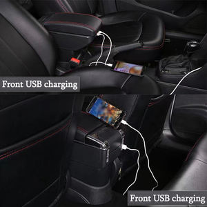 Boîte de console multi-bras universelle pour voiture personnalisée avec porte-gobelet, chargeur USB pour téléphone, rangement à double couche et accoudoir surélevé - Product Image 5