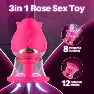 Vibratore a Forma di Rosa per Donne, Stimolatore Clitorideo, Dildo Vibrante con Lingua Vibrante per Punto G, 10 Modalità, Giocattoli Sessuali per Adulti - Product Image 6