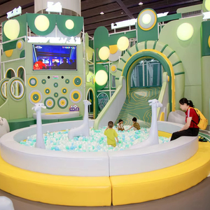 Gran oferta, equipo de patio interior comercial para niños pequeños, <span class=keywords><strong>jungla</strong></span> forestal con piscina de <span class=keywords><strong>bolas</strong></span> y tobogán - Product Image 1