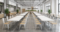 Table pliante en plastique de 244 cm (8 pieds) en HDPE moulé par soufflage, pliable en deux, portable, étanche, pour banquets, mariages, conférences en extérieur