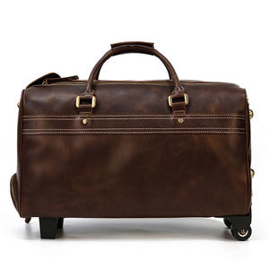 Bolso <span class=keywords><strong>de</strong></span> cuero genuino para equipaje, bolsa <span class=keywords><strong>de</strong></span> lona para viaje, <span class=keywords><strong>fin</strong></span> <span class=keywords><strong>de</strong></span> <span class=keywords><strong>semana</strong></span>, para una noche, Maleta rodante, con carrito <span class=keywords><strong>de</strong></span> cuero <span class=keywords><strong>de</strong></span> vaca, 2022 - Product Image 2