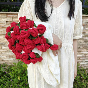 Couverture JN en <span class=keywords><strong>crochet</strong></span> faite à la main avec rose tournesol, tapis tricoté à fleurs couvre-<span class=keywords><strong>lit</strong></span> avec bouquet de fleurs - Product Image 3