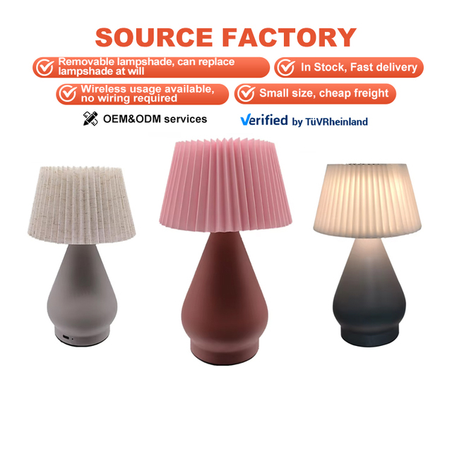 Wholesale Simple Modern Touch Control LED Table Lamp Fabric Shade Cordless Rechargeable Dimmable Eye Caring Bedside Lamp for