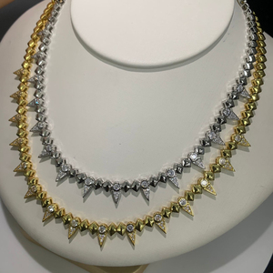 2025 Nueva joyería <span class=keywords><strong>Punk</strong></span> fresca para mujer, collar de Gargantilla con encanto de Punta geométrica CZ pavimentada chapada en oro - Product Image 4