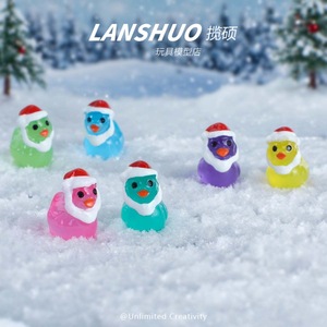 ของตกแต่งรูปเป็ดคริสต์มาสเรซิ่น 3 มิติ ยี่ห้อ Lanshuo พร้อมไฟ LED รูปทรงซานต้า วัสดุสำหรับทำเครื่องประดับ DIY สำหรับตกแต่งห้องนั่งเล่น - Product Image 1