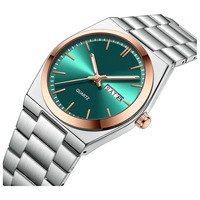 Montre à quartz pour homme en acier inoxydable luxueuse personnalisée, cadran en cristal saphir, résistance à l'eau 5 BAR, qualité exquise