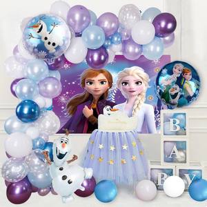Juego de globos de látex de papel con tema congelado hielo nieve Elsa Anna decoración para fiesta de <span class=keywords><strong>Feliz</strong></span> <span class=keywords><strong>Cumpleaños</strong></span> conjunto de fondo de globos - Product Image 3