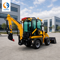 Traktor Mini Backhoe Loader Kompak LUYU 4x4 dengan Loader Depan dan Backhoe
