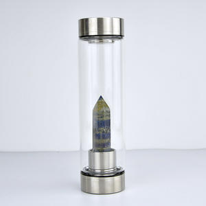 2024 produits les plus populaires nouveau Design large-bouche escalade cristal pierres précieuses filles 550Ml bouteilles d'eau en verre pour boisson - Product Image 4