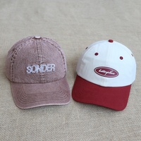 Casquettes de baseball unisexe en denim à 6 panneaux, style Dad Hat, en coton lavé, bicolores, avec logo brodé personnalisé, pour le sport, vente en gros, faible MOQ