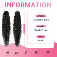 Queue de cheval bouclée en fibre synthétique Kanekalon Futura, extension de cheveux ondulés avec cordon de serrage pour femmes, vente en gros