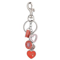 Llavero con múltiples dijes de corazón esmaltado, colgante de corazón hueco para bolso, con cierre de langosta de aleación de zinc, colgante para bolso, llavero de moda para mujer, regalo