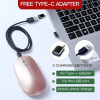 Mouse Nirkabel Mini Ultra Tipis 3D Pengisian Daya Tanpa Suara 2.4G 1600dpi Dual-Mode USB Type-C untuk Mac iPad IOS Ergonomis