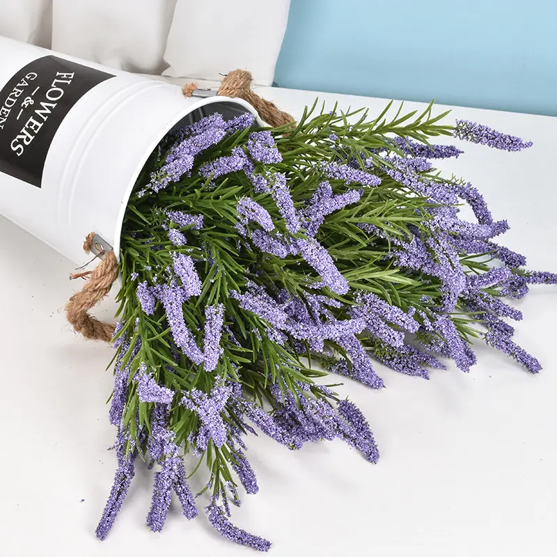 Flores artificiales de lavanda para decoración de interiores y exteriores, flores y plantas decorativas de plástico de imitación