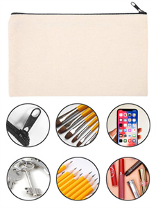 Изготовленный на заказ логотип печать хлопок холст Макияж сумка маленькие косметические сумки с молнией - Product Image 2