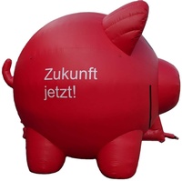 Porc rouge gonflable fait sur commande avec le LOGO pour la publicité, porc gonflable constant d'économie d'air pour la publicité de banque