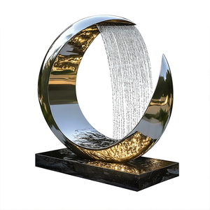 <span class=keywords><strong>Fontaine</strong></span> d'eau <span class=keywords><strong>de</strong></span> jardin à thème paysager éclairée en acier inoxydable pour l'extérieur avec pompe électrique, cascade <span class=keywords><strong>de</strong></span> jardin - Product Image 1