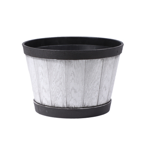 Maceta de plástico <span class=keywords><strong>con</strong></span> diseño de <span class=keywords><strong>madera</strong></span> para jardín, cubo decorativo para interior, estilo rústico, macetero de barril de vino, hecho de fábrica - Product Image 1