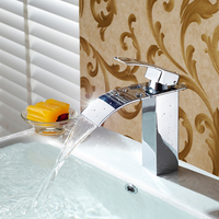 Grifo de Lavabo Cuadrado de Cascada de Una Sola Palanca en Oro Pulido, Grifo de Baño de Acero Inoxidable 304 para Montaje en Encimera
