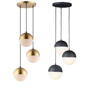 Middle Size Glass Pendant Modern glod brass chandelier with 3 Pcs Lamp For Ceiling