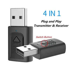BT 5.0 Audio ricevitore trasmettitore 4 IN 1 Mini 3.5mm Jack AUX USB Stereo musica adattatore Wireless per TV auto PC cuffie