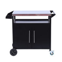 Chariot de barbecue robuste pour extérieur avec plateau en acier inoxydable, table de préparation et armoire de rangement sur roues pour fêtes de barbecue en jardin