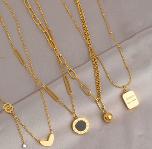 Wholesale Women's Niche Design Stainless Steel Pendant <strong>Necklace</strong> 18K <strong>Gold</strong> Plated Trendy Style Collarbone Chain <strong>Necklace</strong> Jewelry - Product Image 2