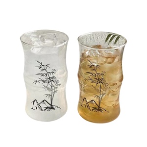 Nueva Taza de Vidrio con Diseño de Bambú y Pintura de Tinta China, Ecológica, Capacidad de 420 ml, Diseño Antiguo, Apariencia Elegante, Taza para Té - Product Image 1
