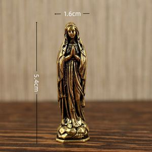 Estatua Religiosa Hecha a Mano - Virgen María en Latón Electrochapado para Decoración del Hogar - Product Image 4