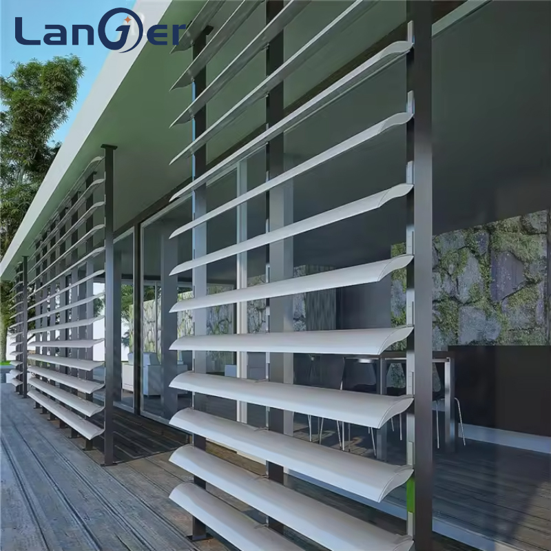 horizontal square shutters modern aluminum alloy acoustic louver durable for exterior for hotels stainless steel glass wood