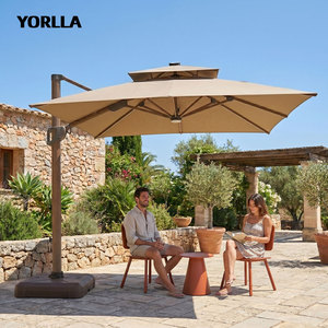 <span class=keywords><strong>Parasol</strong></span> cantilever en aluminium robuste avec <span class=keywords><strong>éclairage</strong></span> <span class=keywords><strong>LED</strong></span> solaire rotatif à 360° <span class=keywords><strong>pour</strong></span> terrasse - Product Image 2