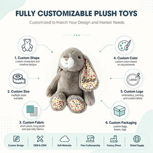 Peluche personnalisée lapin floral, jouet en peluche doux, animal en peluche câlin, OEM ODM, mascotte personnalisée, vente directe usine, offre en gros professionnelle - Product Image 2
