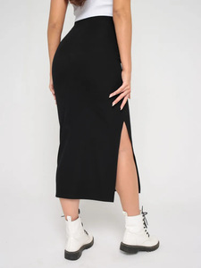 Falda Casual de Verano para Mujer, de Media Longitud, Ajustada, de Cintura Alta, con Abertura, Estilo Imperio, de Mezclilla, Transpirable, Duradera, Talla Grande - Product Image 6