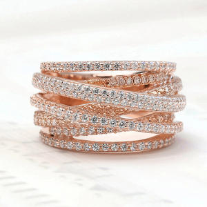 Rose Gold Plated Eternity Band <b>Rings</b> With Lab Created <b>Cubic</b> <b>Zirconia</b> For Women <b>Wedding</b> Engagement Glam Style T0063 - Product Image 1