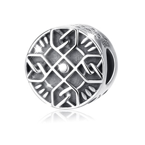 DIY plana redonda relieve diseño Vintage oxidado S925 <span class=keywords><strong>de</strong></span> plata esterlina separador <span class=keywords><strong>de</strong></span> Metal <span class=keywords><strong>abalorios</strong></span> para <span class=keywords><strong>pulseras</strong></span> - Product Image 1