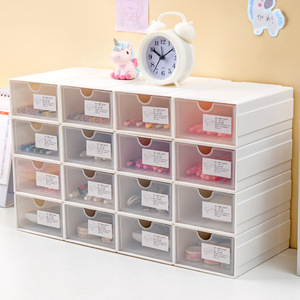 Desktop Storage <b>Boxes</b> White Rectangle Stackable With Lid Organizers For Office Desk Student Dormitory <b>Shelves</b> - Product Image 4