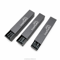 Allumettes de sécurité longues écologiques noires de 75 mm avec impression personnalisée, en bois, dans une boîte en papier, pour fête, bougie parfumée, cadeau de mariage