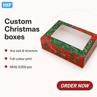 Boîte cadeau de Noël personnalisée avec fenêtre transparente, emballage imprimé festif