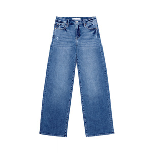 Women Bootcut Denim Pants High Waist <b>Flared</b> Leg Casual Trousers Fashion Streetwear Bottoms For Office Wear - Product Image 1