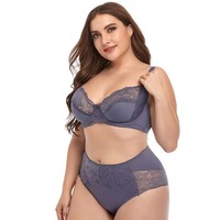 Set Bra Wanita Ukuran Besar Baru, Eksklusif Lintas Negara, Gaya Seksi dengan Renda di Tepi, Bra Cup Ultra Tipis, Tali Tidak Dapat Diubah