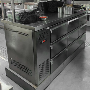 High Quality 9 Drawer Stainless Steel Kitchen Fridge 201 Single-Temperature Table Top Cabinet <b>Freezer</b> With Sliding Drawers D-0.4 - Product Image 3