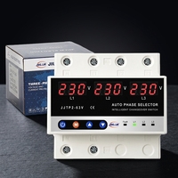 JIUJI Sélecteur de phase triphasé avec voltmètre, commutateur de transfert de phase automatique réglable, relais de protection contre les surtensions et les sous-tensions