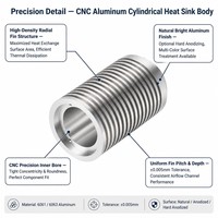 LAIDNUO - Funda de Aluminio para Disipador de Calor, Fabricada con CNC, con Ranuras de Refrigeración, Cilindro de Precisión para Sensor Láser OEM
