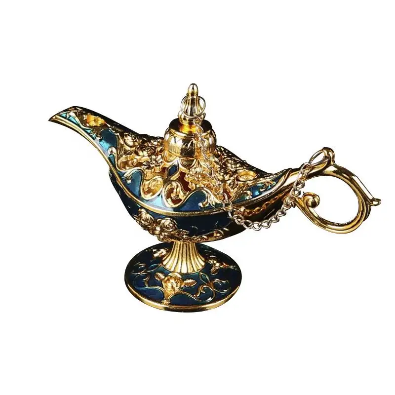 Mini Retro Metal Crafts Aladdin Magic Genie lámpara decoración del hogar lámpara de deseos estilo árabe para regalo